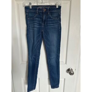 American Eagle Super‎ Stretch High Waist Jeggings Blue Women Size 2 Short